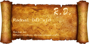 Radnai Dávid névjegykártya